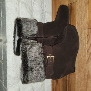 NWOT Fur-cuffed ankle boots